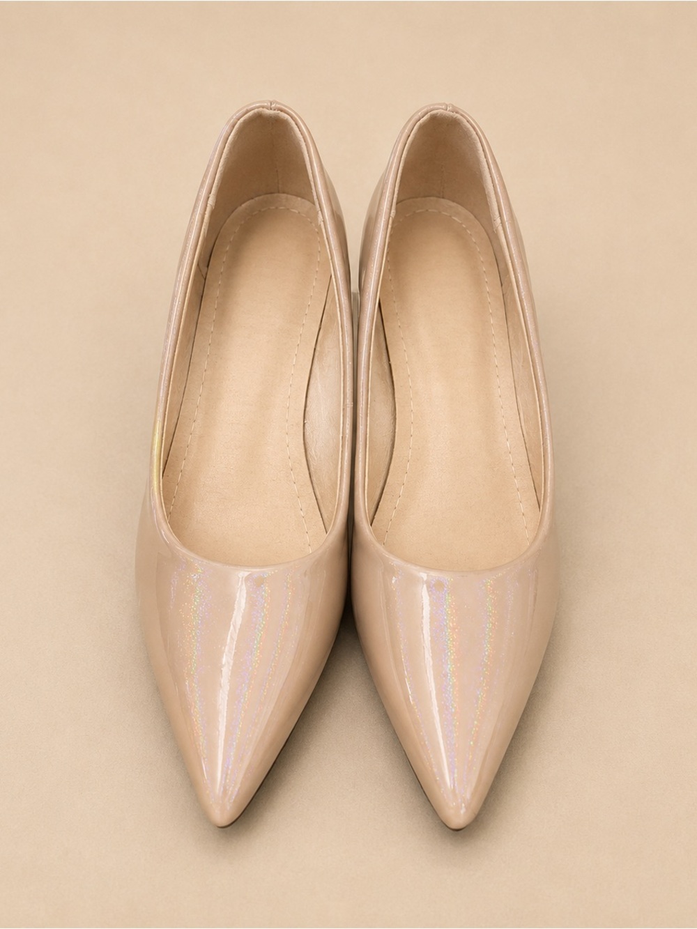Nude Patent Pointed Toe Women's Flats